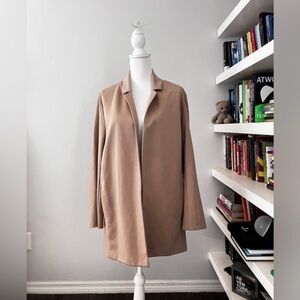 EILEEN FISHER Womens Beige Notch Collar Back Vent Long Sleeve Jacket Sz XL
